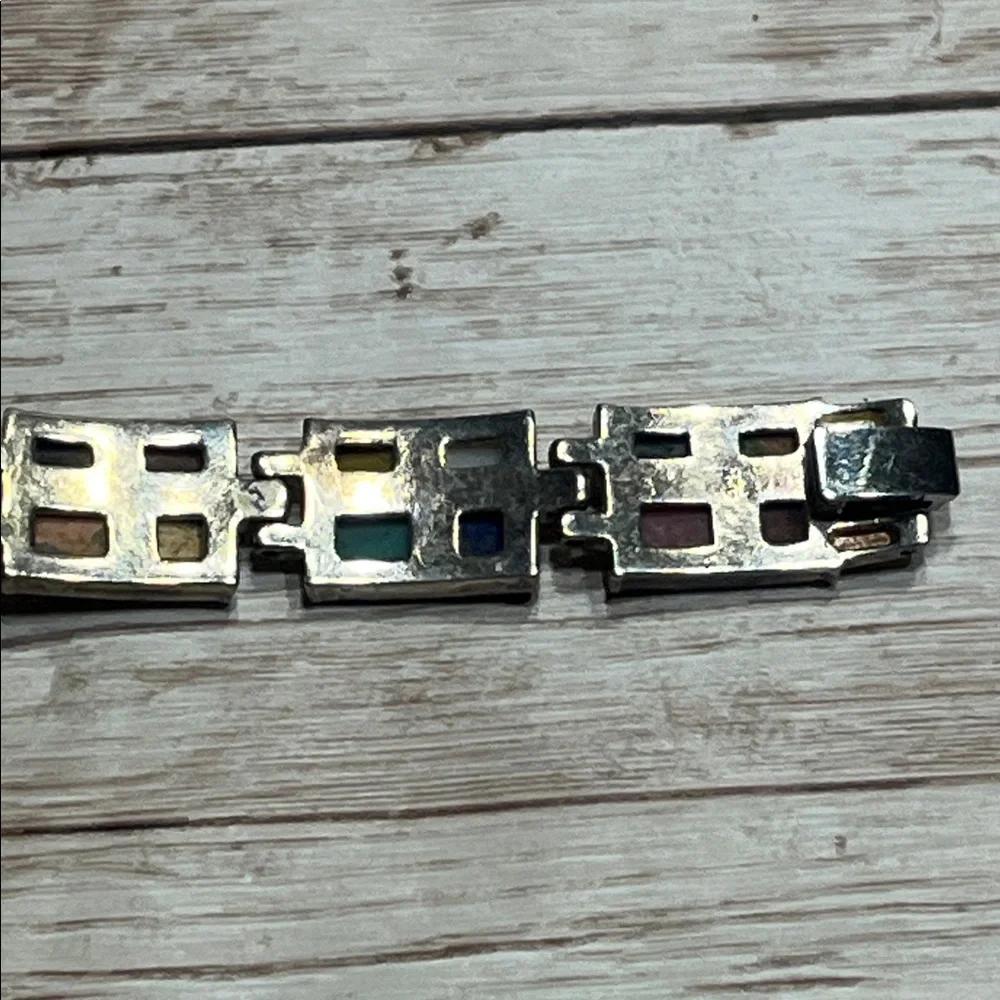 Aria Quartz 925 Silver Multicolor Square Dial Watch